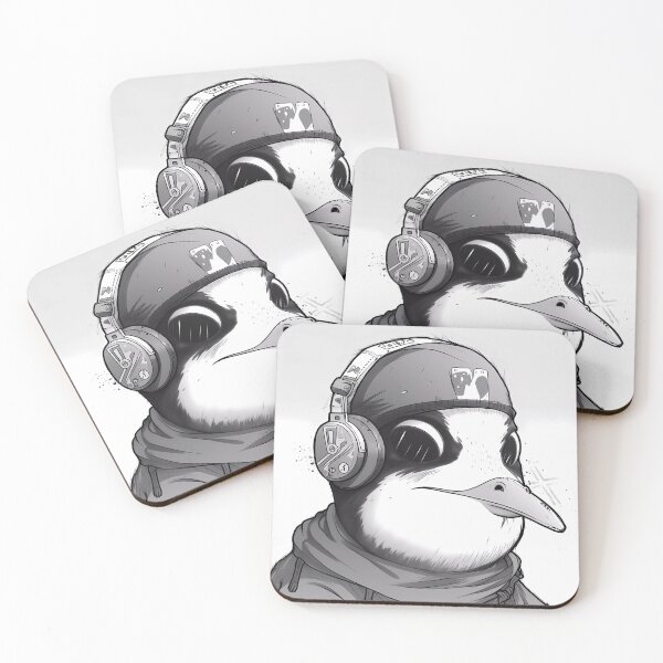 Item preview, Rebel penguin portrait wearing gamer headphones designed and sold by SingularityGeek.