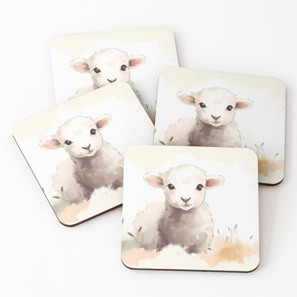 Artikelvorschau, White lamb in watercolor with beautiful shades entworfen und verkauft von SingularityGeek.