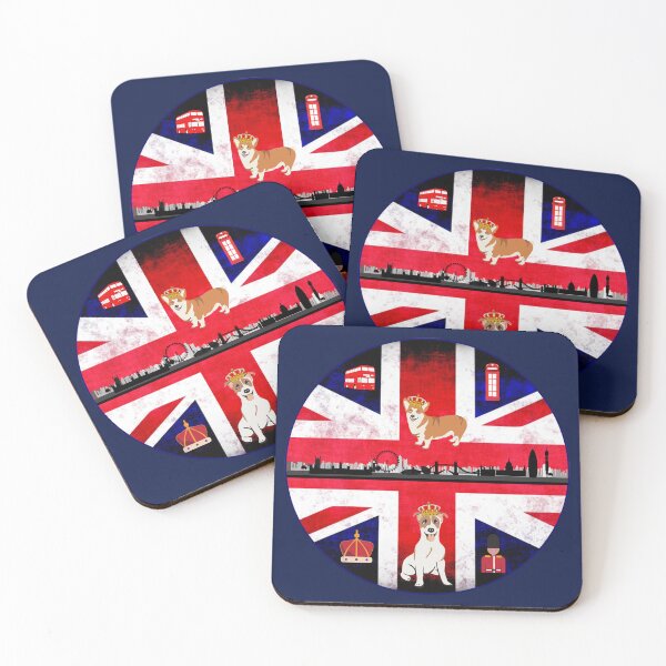 Item preview, Simple Coronation Design Featuring the London Skyline, Union Jack, A Corgi and King Charles Favourite Jack Russell both wearing crowns designed and sold by OByD.