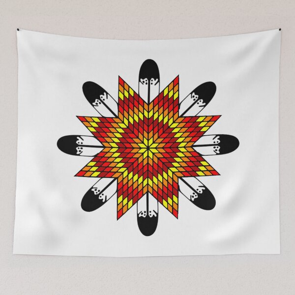 Item preview, Dark Red Fire StarQuilt / Feather designed and sold by JMWCD.