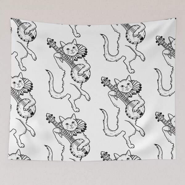 Item preview, vintage style banjo clown cat designed and sold by gabbynrodriguez.
