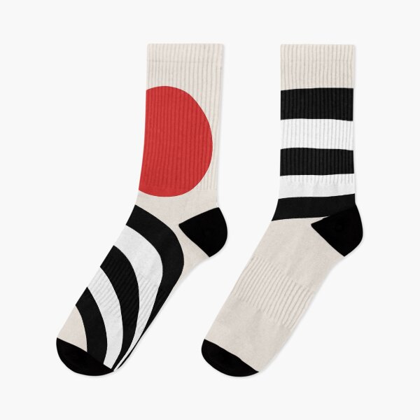 Item preview, Abstract black and white mountains with red sun designed and sold by BattaAnastasia.