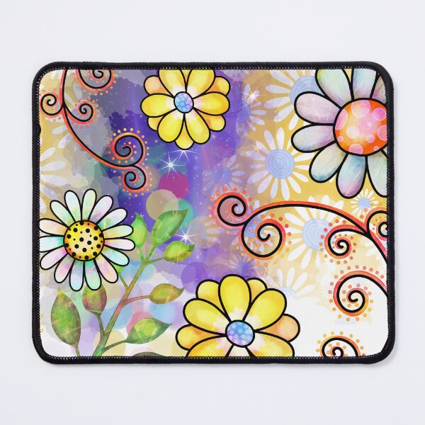 Item preview, Yellow Polka Dot Daisy Whimsical Flower Doodles designed and sold by frankie5368.