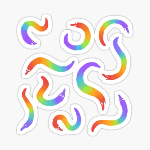 Vista previa del artículo con la obra «orgullo gusanos arcoiris», diseñado y vendido por CherryJackalope.