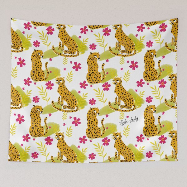 Artikelvorschau, Jaguar pattern multi yellow- white background entworfen und verkauft von Studio Lydia Lovely.