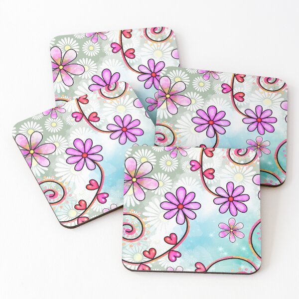 Item preview, Lavender Heart Doodle White Daisy Watermark designed and sold by frankie5368.