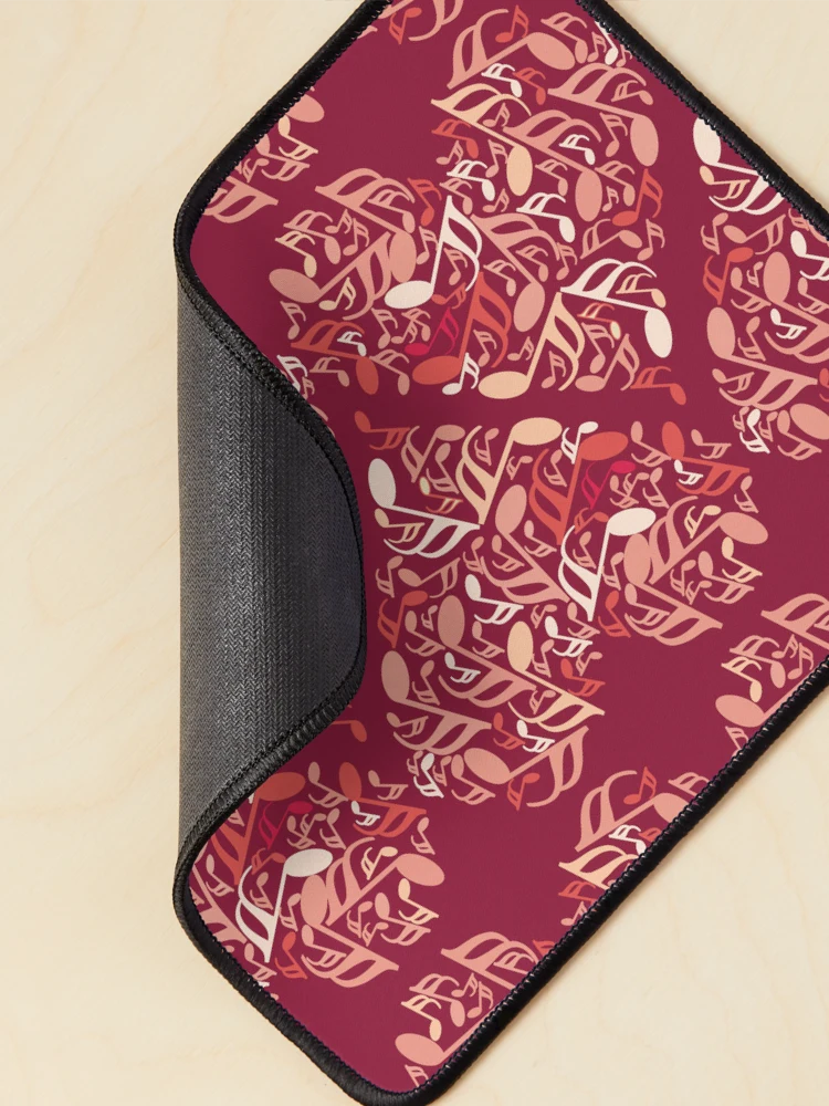 Thumbnail 2 of 5, Mouse Pad,  Music Notes Heart Reds Pattern designed and sold by BartholGraphics.