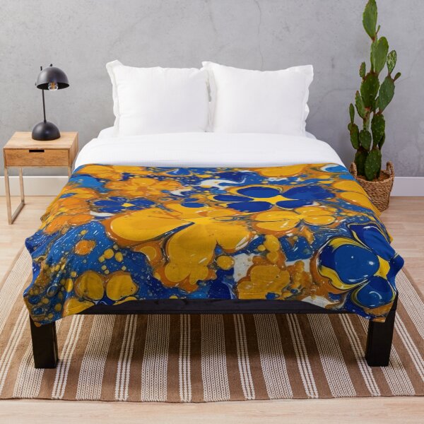 Item preview, Blue and Yellow Flowers Acrylic Pour designed and sold by IntrepidPanda.