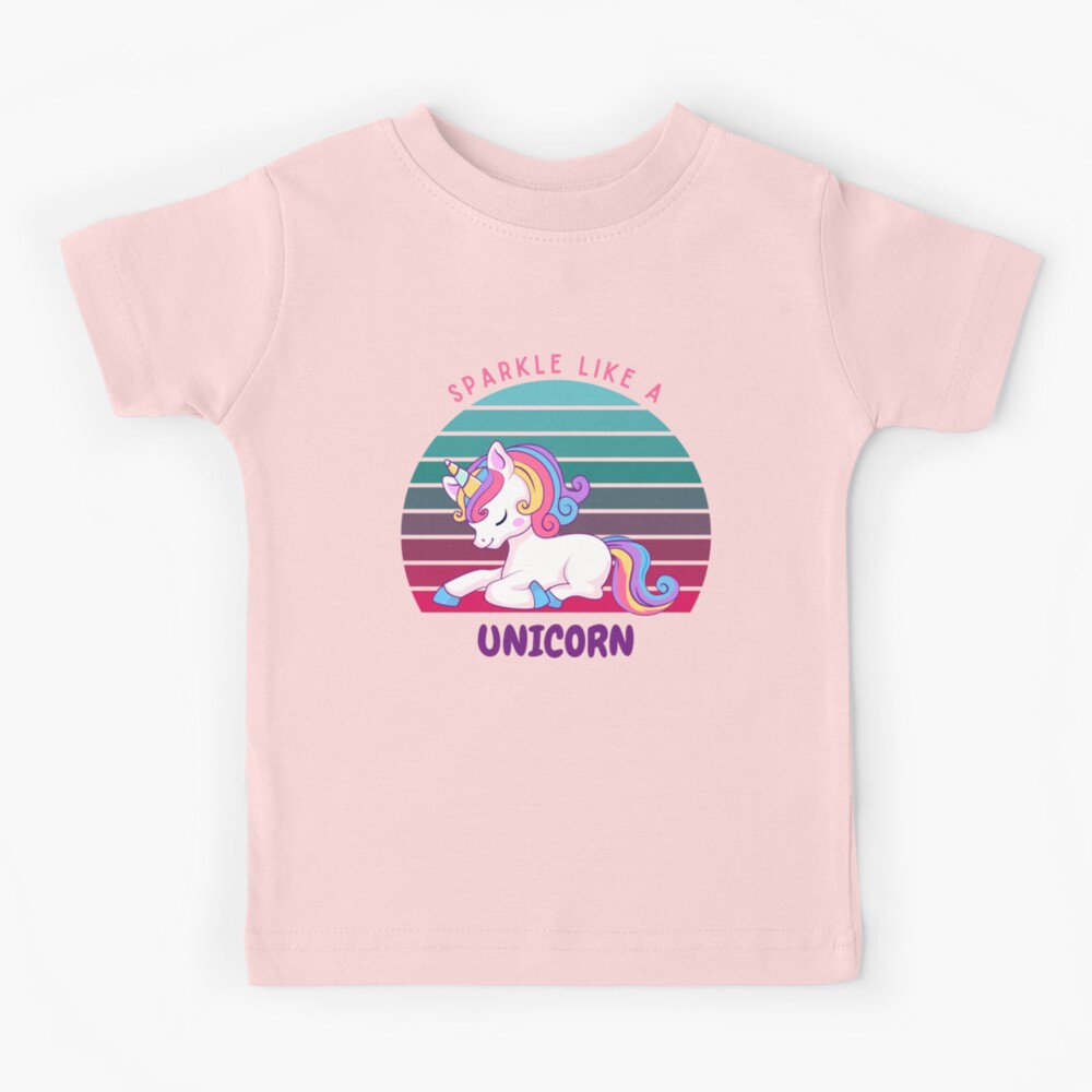 Unicorn Shirt 3T Toddler Girls Pink Short Sleeve Cute T-Shirt Glitter Tee