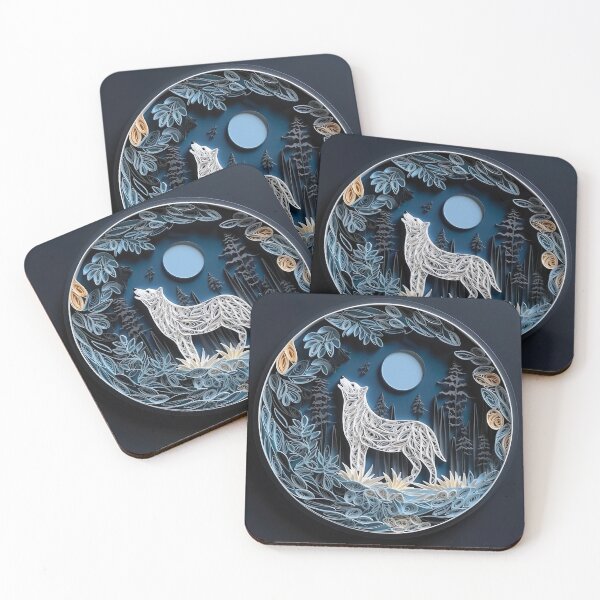 Item preview, Paper Quilled Wolf and Moon designed and sold by Matt's Artificial Nature.