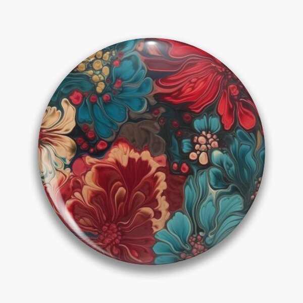 Artikelvorschau, Blue and Red Flowers Acrylic Pour entworfen und verkauft von IntrepidPanda.