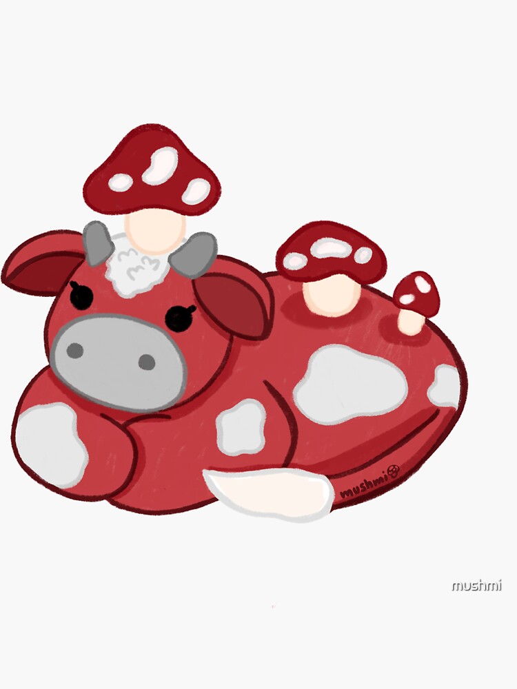 Mushroom Cow matte Vinyl Sticker - Kawaii Stickers - Cute - Decal cut