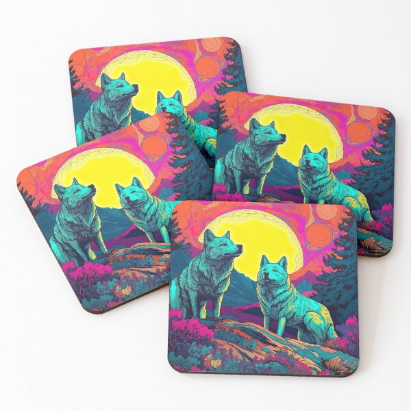 Item preview, Trippy Wolves at Sunrise designed and sold by Matt's Artificial Nature.