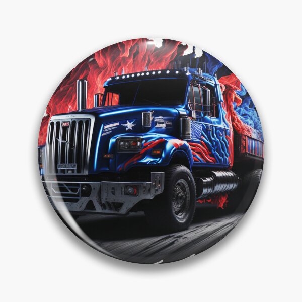 Item preview,  Chrome, Blue, and Red Racing Truck with Flames - An Impressive Sight designed and sold by StrictlyDesigns.