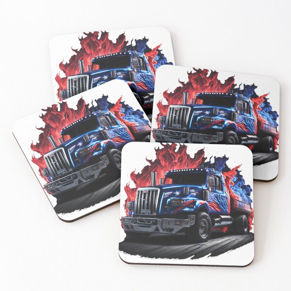 Item preview,  Chrome, Blue, and Red Racing Truck with Flames - An Impressive Sight designed and sold by StrictlyDesigns.