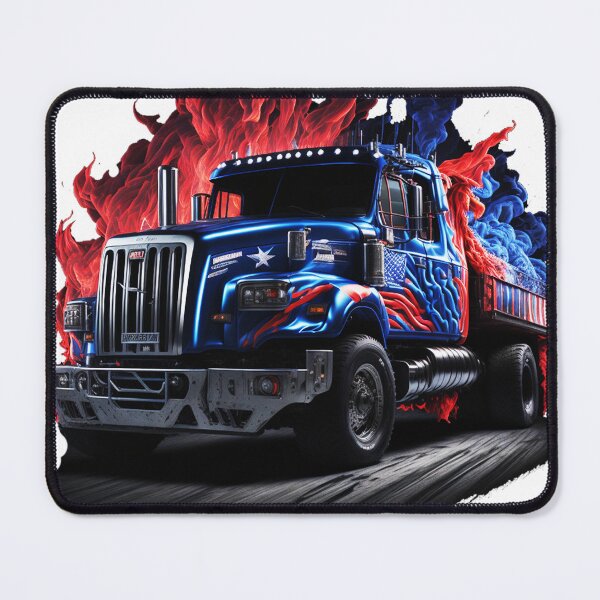 Item preview, Chrome, Blue, and Red Racing Truck with Flames - An Impressive Sight designed and sold by StrictlyDesigns.