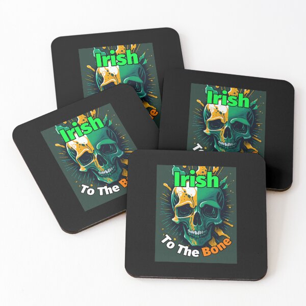 Item preview, Irish To The Bone Skull Flag Dark Green Background designed and sold by IrishPOD.