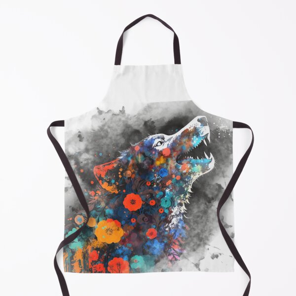 Aperçu de l'œuvre Spring is Here - Colorful Wolf with Flowers créée et vendue par MindAsylum.