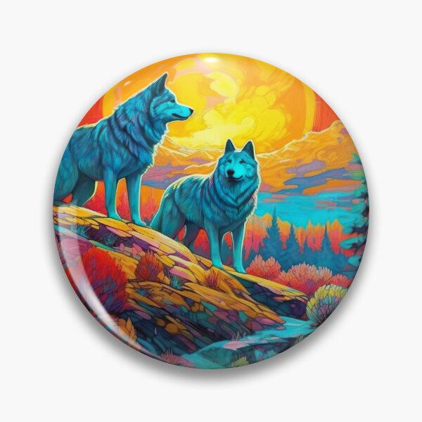Item preview, Psychedelic Sunrise with Wolves designed and sold by Matt's Artificial Nature.