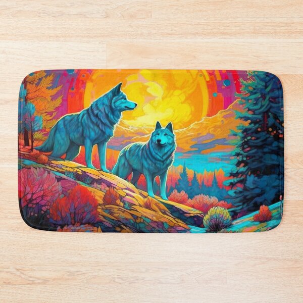 Item preview, Psychedelic Sunrise with Wolves designed and sold by Matt's Artificial Nature.