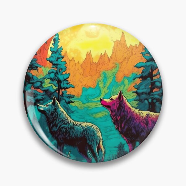Item preview, Trippy Sunrise Wolves designed and sold by Matt's Artificial Nature.