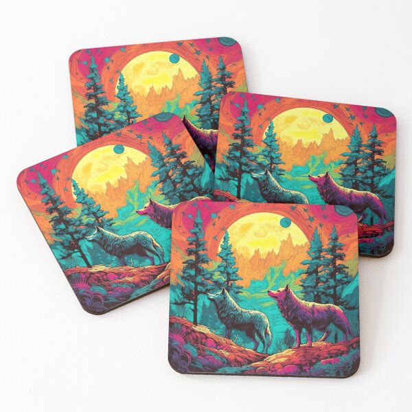 Item preview, Trippy Sunrise Wolves designed and sold by Matt's Artificial Nature.