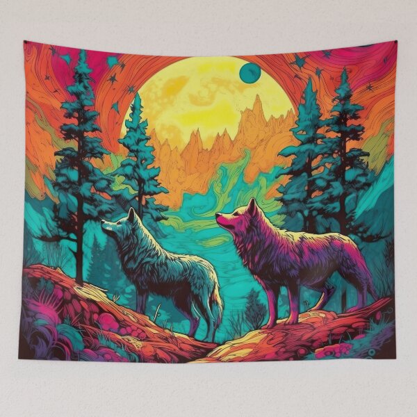 Item preview, Trippy Sunrise Wolves designed and sold by Matt's Artificial Nature.