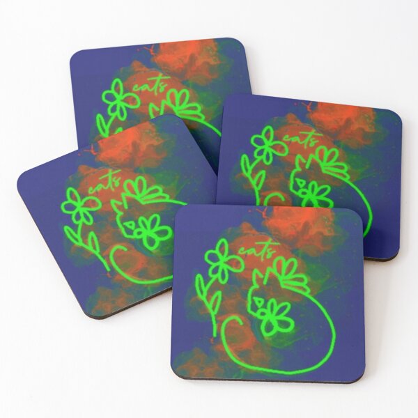 Item preview, Neon Glow Cat on Orchid Blue  designed and sold by IvaRenee.