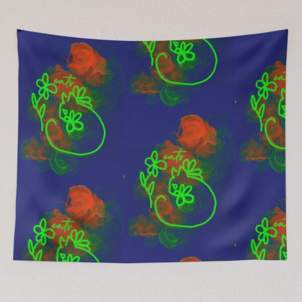 Item preview, Neon Glow Cat on Orchid Blue  designed and sold by IvaRenee.