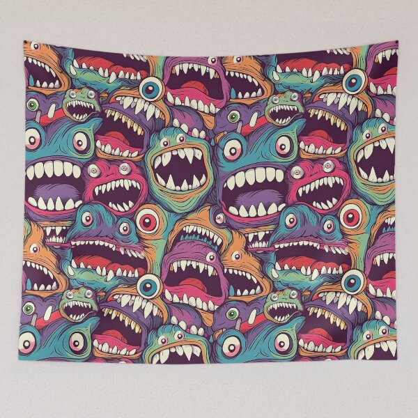 Artikelvorschau, Buntes Cartoon-Monster-Muster entworfen und verkauft von Brainless Art.