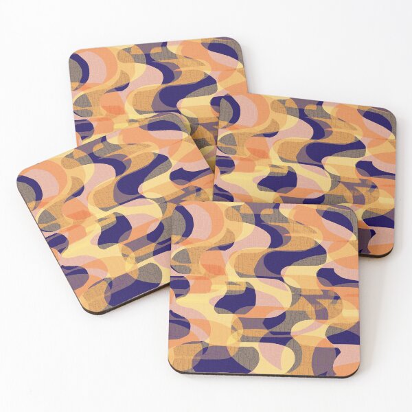 Item preview, Retro 70s Groovy Waves -  Bold Golds + Dark Purple designed and sold by Michelebuttons.