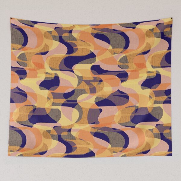 Item preview, Retro 70s Groovy Waves -  Bold Golds + Dark Purple designed and sold by Michelebuttons.