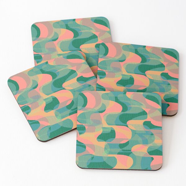Item preview, Retro 70s Groovy Waves - Coral and Green designed and sold by Michelebuttons.