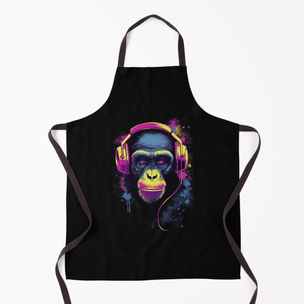 Item preview, Chimpanzee with Headphones Wearing Police Sunglasses - Cool Synthwave Design designed and sold by Abili-Tees.
