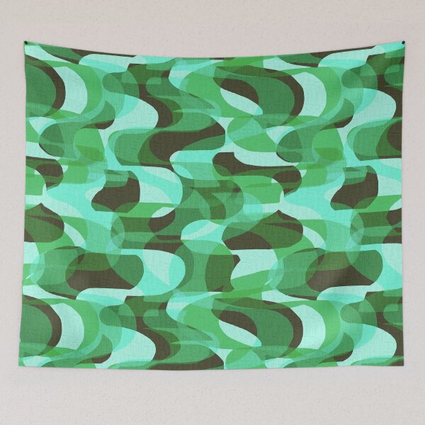 Item preview,  Retro 70s Groovy Waves - Green and mint designed and sold by Michelebuttons.