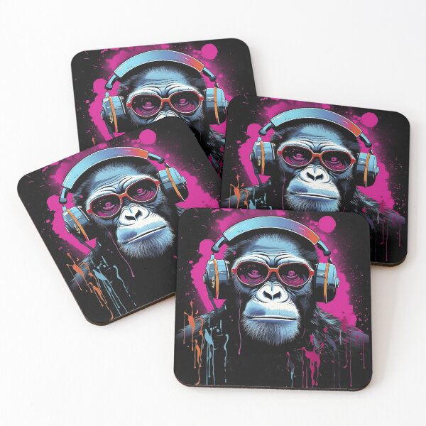 Item preview, Colorful Chimpanzee 2D Ink and Paint Splashes - Street Art Graffiti Style Print designed and sold by Abili-Tees.