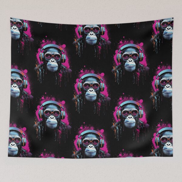 Item preview, Colorful Chimpanzee 2D Ink and Paint Splashes - Street Art Graffiti Style Print designed and sold by Abili-Tees.