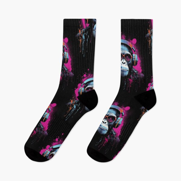 Item preview, Colorful Chimpanzee 2D Ink and Paint Splashes - Street Art Graffiti Style Print designed and sold by Abili-Tees.
