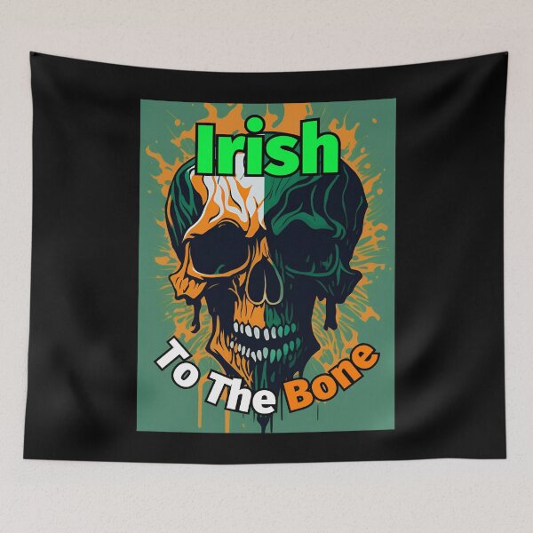 Item preview, Irish To The Bone Skull Flag Light Green Background designed and sold by IrishPOD.