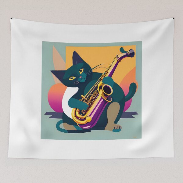 Item preview, Saxophone and Cat Dance designed and sold by AgataKaja.