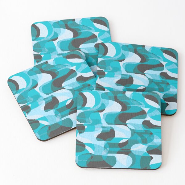 Item preview, Retro 70s Groovy Waves - Blue and Teal designed and sold by Michelebuttons.