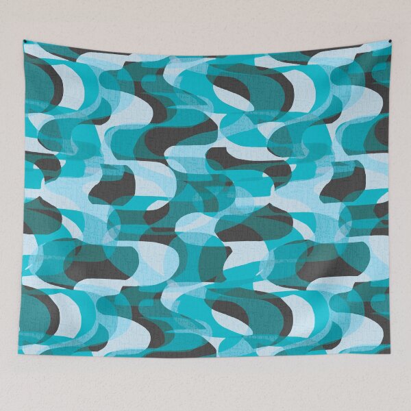 Item preview, Retro 70s Groovy Waves - Blue and Teal designed and sold by Michelebuttons.