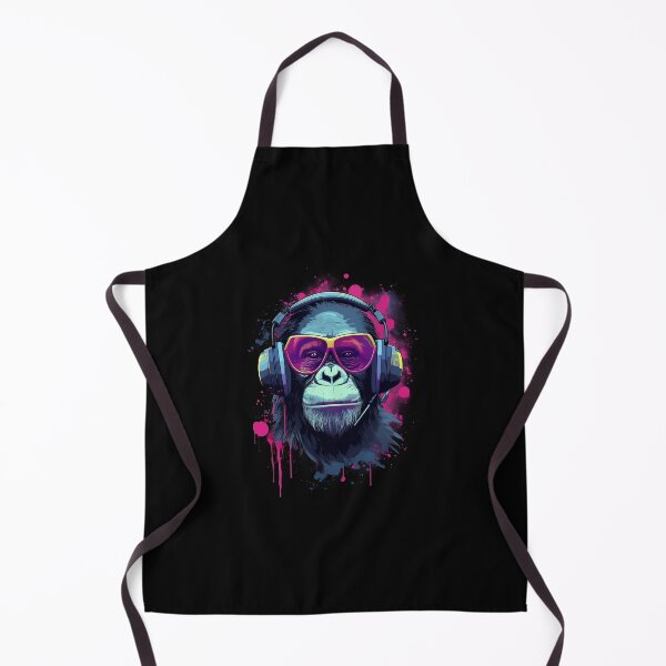 Item preview, Retro Synthwave Chimpanzee Listening to Music designed and sold by Abili-Tees.