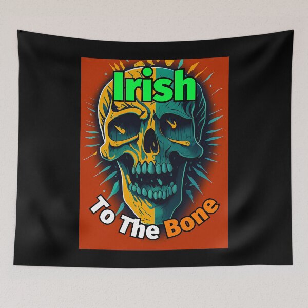 Item preview, Irish To The Bone Skull Flag Orange Background designed and sold by IrishPOD.