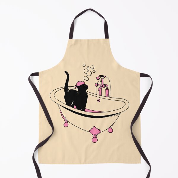 Item preview, Spa Day Black Cat in beige designed and sold by charcoalcatco.