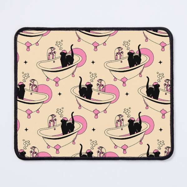 Item preview, Spa Day Black Cat Pattern in beige designed and sold by charcoalcatco.