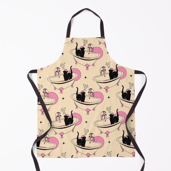 Item preview, Spa Day Black Cat Pattern in beige designed and sold by charcoalcatco.