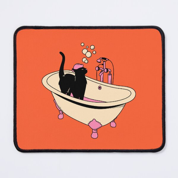 Item preview, Spa Day Black Cat in orange designed and sold by charcoalcatco.