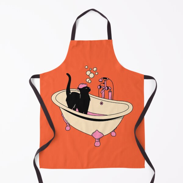 Item preview, Spa Day Black Cat in orange designed and sold by charcoalcatco.