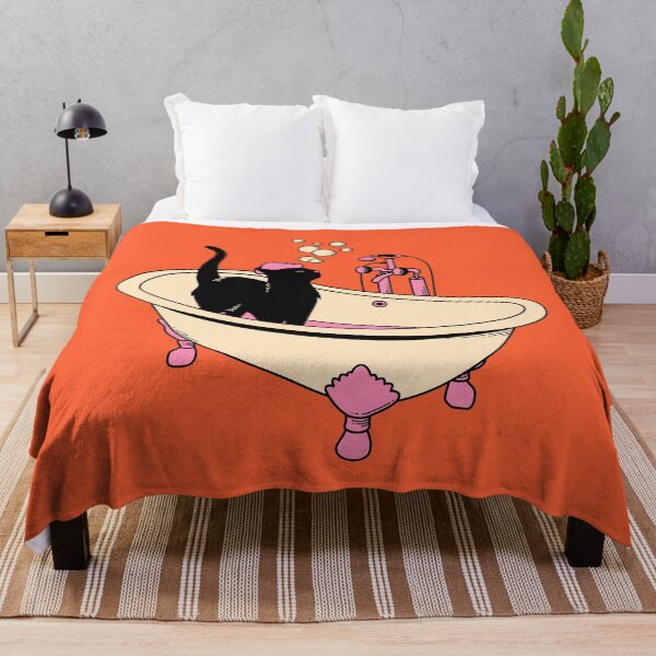 Item preview, Spa Day Black Cat in orange designed and sold by charcoalcatco.